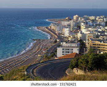 View Of Beach Side In Rodos Isle In Greece