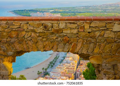 View Of The Beach Town Of Blanes From The Castle At The Sunset Of A Wonderful Summer Day (Costa Bravo, Catalonia, Spain)