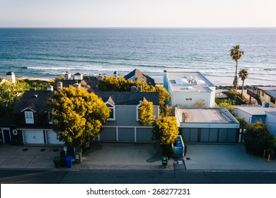 View of beachfront homes in Malibu, California.