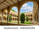 View of the beautiful 17th century cloister of the Faculty of La Merced, University of Murcia, Spain in mid-day light