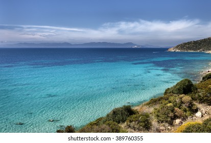 View Of A Beautiful Bay With Azure Sea From Top Of A Hill, Mare Pintau, Sardinia Island, Italy