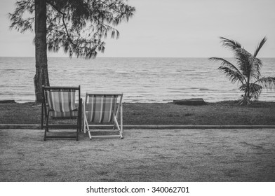 View of the beautiful beach resort for vacation in Thailand. The coastal scene along the coast over the horizon on the ocean background. Tropical landscape summer sea concept. Monochrome - Shutterstock ID 340062701