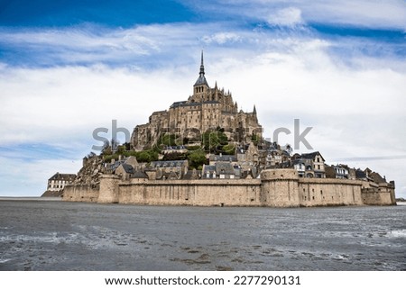 View of the beautiful cathedral Le Mont Saint-Michel in Normandy, France