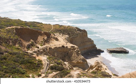 View Of Beautiful Cliffs At The Coast Of Southern California, Torrey Pines State Natural Reserve