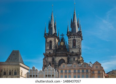 View of the beautiful and famous Church of Our Lady before Týn - Prague, Czech Republic