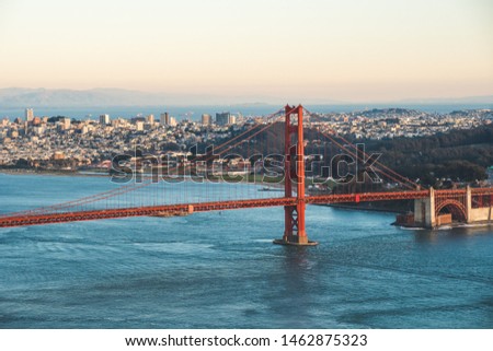 View of the beautiful famous Golden Gate Bridge in San Francisco, California, United States at daylight