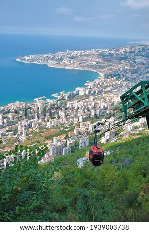 view of the beautiful Jounieh coast from Harissa in Lebanon
