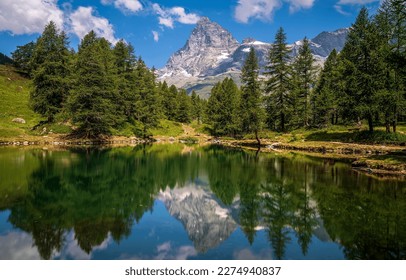 View of a beautiful mountain lake. Mountain lake reflection. Beautiful mountain lake. Mountain lake landscape