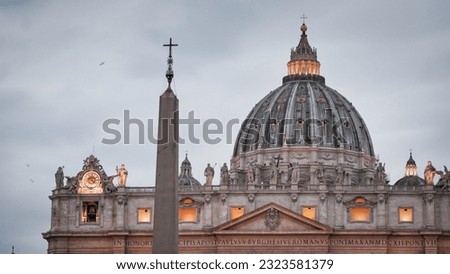 View of the beautiful Saint Peter Basilica, center of Catholicism and a famous city landmark