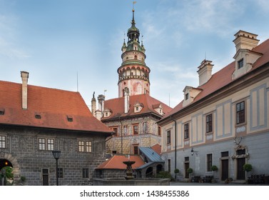 View of the beautiful tower of Cesky Krumlov Castle by the afternoon - Cesky Krumlov, Czech Republic