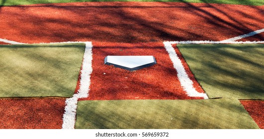 The View From Behind Home Plate On A Turf Field,