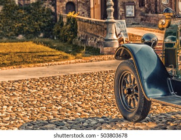 View From Behind Of The Sinuous Line Of The Bodywork Of Vintage Car