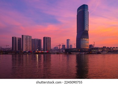 View at Belgrade Waterfront buildings at Sava river. - Shutterstock ID 2245090755