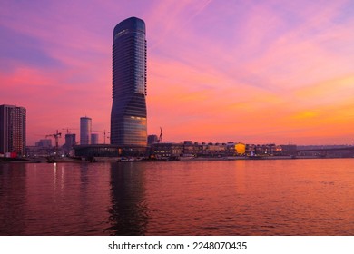 View at Belgrade Waterfront buildings at Sava river. - Shutterstock ID 2248070435