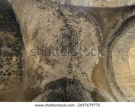 View from below of old brick bastion in Rohtas Fort