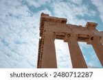 view from below of temple columns on acropolis parthenon athens 