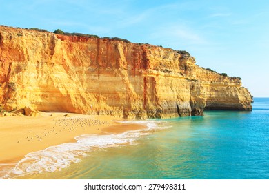 A View of Benagil beach in Algarve region, Portugal, Europe