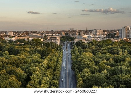 View of Berlin skyline from Siegessaule, Berlin, Germany, Europe