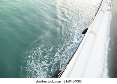 View Of Beside The Stern Wave Of The Ferry Boat. Snap Shot On Boat View.