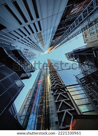 View between skyscrapers in London.