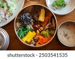 View of the bibimbap, a famous Korean cuisine