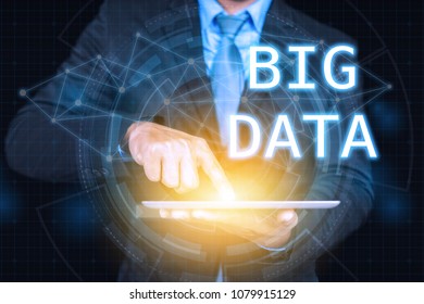 View of a BIG DATA title concept of Internet of things (IoT) with man graphical user digital interface transformation, Artificial Intelligence,offer IoT solution represented HUD - intelligent life
