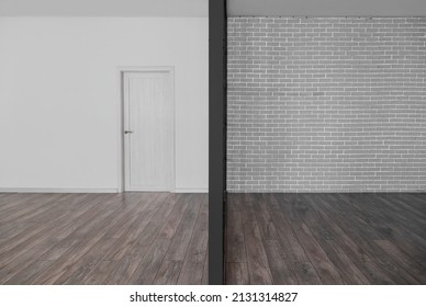 View Of Big Empty Room With Door And Folding Screen