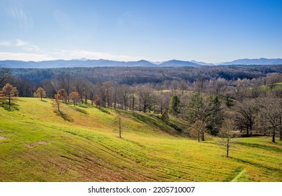 View From Biltmore Castle, America's Largest Home, Built By A French Art Collector, George Vanderbilt. This Family Owned Estate Is 8000 Acre In The Blue Ridge Mountains Of Asheville, North Carolina