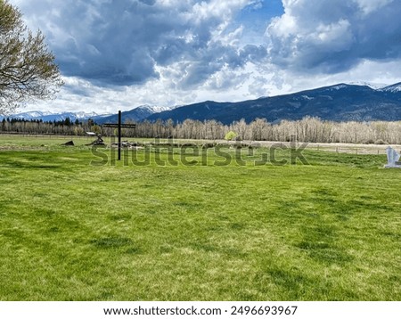 View of the Bitterroot Mountains from St. Mary's Mission in Stevensville Montana.