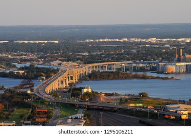 View of the Blatnik Bridge US highway 53 in between Duluth Minnesota and Superior Wisconsin. 