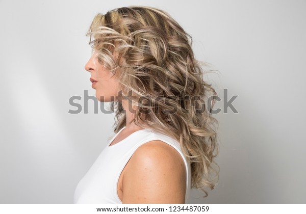 View Blonde Curly Hair Highlights Selective Stock Photo Edit Now