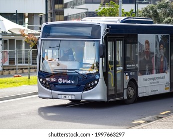 View Of Blue Auckland Metro Bus. Auckland, New Zealand - June 21, 2021