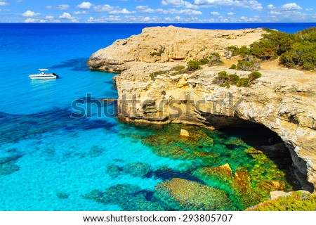 A view of a Blue Lagoon near Polis city, Akamas Peninsula National Park, Cyprus
