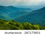 View of the Blue Ridge Mountains from Blackrock Summit in Shenandoah National Park, Virginia.