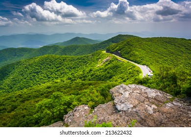 View of the Blue Ridge Parkway and the Appalachian Mountains from Craggy Pinnacle, North Carolina. - Shutterstock ID 213622432