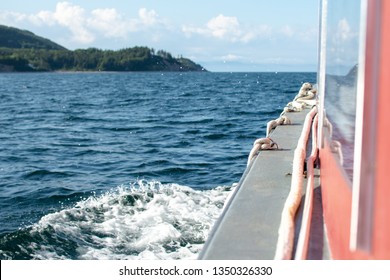 View From Boat Cutting Through Waves And Water - Cape Breton Highlands National Park. Nova Scotia, Canada.