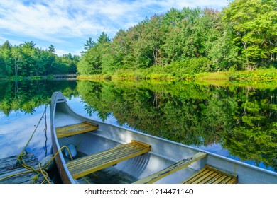 View Of A Boat And The Mersey River, In Kejimkujik National Park, Nova Scotia, Canada