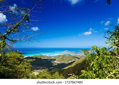 View from Boggy Peak to Jolly Harbour in Antigua. - Shutterstock ID 1727867485