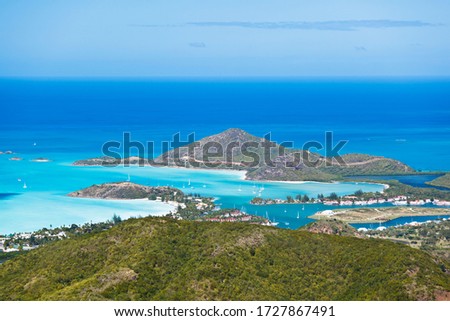 View from Boggy Peak to Jolly Harbour in Antigua.