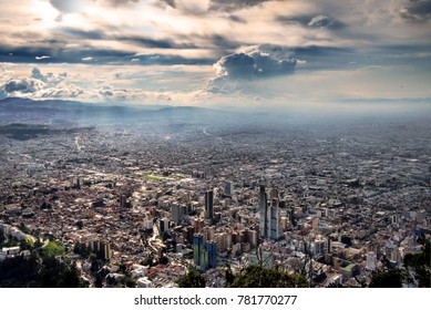 View Of Bogota On A Cloudy Sunset From Monserrate