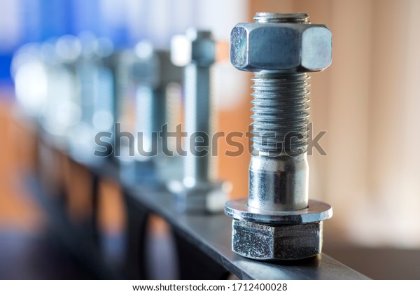 View of the bolts and nuts (fasteners). A bolt is\
a form of threaded fastener with an external male thread. Bolts are\
very closely related to screws. Bolts are often used to make a\
bolted joint.