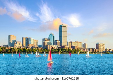 View Of Boston Skyline In Summer Afternoon, USA