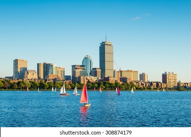 View Of Boston Skyline In Summer Afternoon