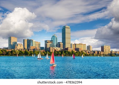 View Of Boston Skyline In Summer Afternoon