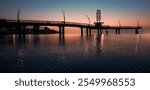 A view of Brant Street Pier during dusk on Lake Ontario, in the morning at Burlington, Ontario, Canada