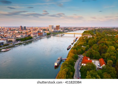 View Of Bratislava And River Danube, Slovakia.