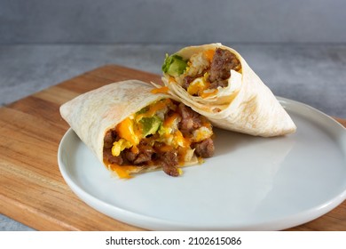 A View Of A Breakfast Burrito.