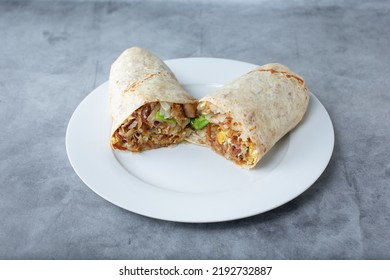 A View Of A Breakfast Burrito.