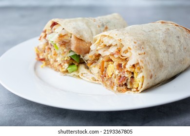 A View Of A Breakfast Burrito.