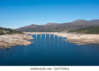 A view of the bridge crossing the almost emtpy Alto Lindoso Reservoir